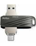 Флешка NETAC Флешка USB US1 64ГБ, USB3.2, черный и серебристый [nt03us11c-064g-32bk]