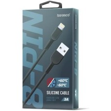 BORASCO Кабель Lightning (m) - USB (m), 1м, в оплетке, 3A, черный [38519]
