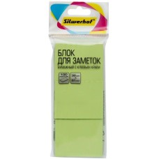 SILWERHOF Блок самоклеящийся бумажный 38x51мм 100лист. 75г/м2 пастель зеленый европодвес (упак.:3шт)