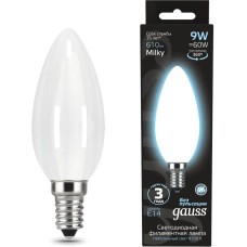 GAUSS Лампа светодиодная Filament 103201209 9Вт цок.:E14 свеча 220B св.свеч.бел.нейт. (упак.:10шт)