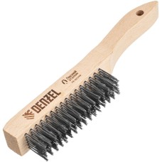 DENZEL Щетка зачистная 6-и рядная, прямая проволока из нержавеющей стали с деревянной ручкой, EFP// 74846