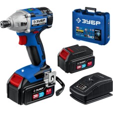 ЗУБР Т7, 20 В, 280 Н·м, 2 АКБ (4 А·ч), бесщеточный винтоверт, кейс, Профессионал (GVB-250-42)