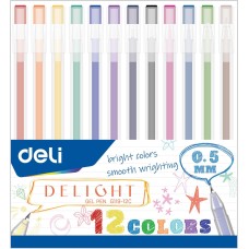 DELI Набор ручек гелев. ght EG119-12C ассор. черн. (12шт)