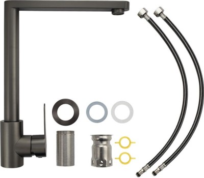 Смеситель для кухни MAGNUS 9116 Смеситель кухонный ГРАФИТ, Г-образный гусак, из нержавеющей стали марка 304