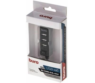 BURO Разветвитель USB 2.0 BU-HUB4-0.5L-U2.0 4порт. черный