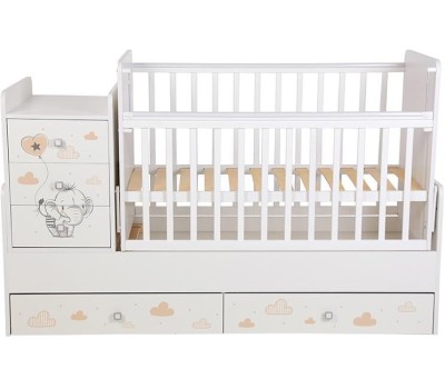 Мебель для новорожденных ФЕЯ Кровать детская 1100 Слоник, белый (2 кор.)