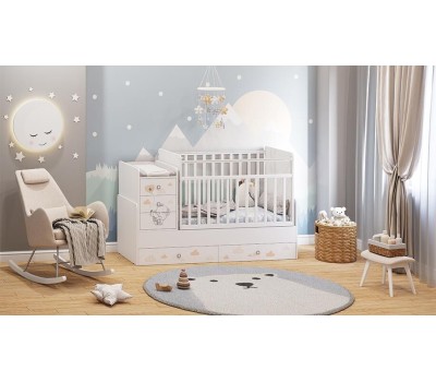 Мебель для новорожденных ФЕЯ Кровать детская 1100 Слоник, белый (2 кор.)