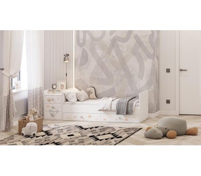 Мебель для новорожденных ФЕЯ Кровать детская 1100 Слоник, белый (2 кор.)