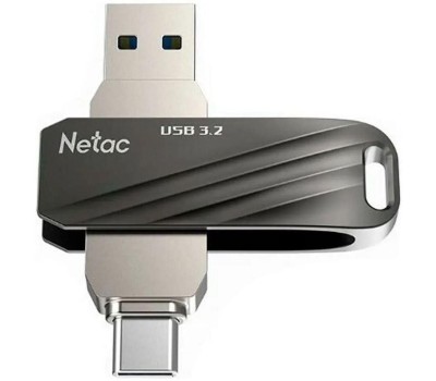 Флешка NETAC Флешка USB US1 64ГБ, USB3.2, черный и серебристый [nt03us11c-064g-32bk]