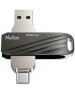 Флешка NETAC Флешка USB US1 64ГБ, USB3.2, черный и серебристый [nt03us11c-064g-32bk]