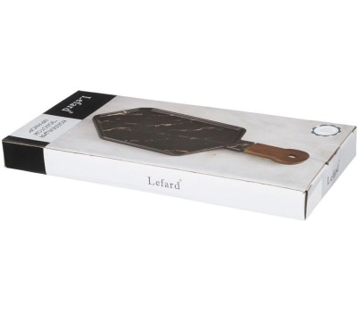 Менажница LEFARD 412-199 ЗОЛОТОЙ МРАМОР BLACK с деревянной ручкой 35*16см