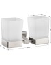Аксессуары для ванной комнаты GFMARK 87160 Стакан + стакан стеклянный матовый, с креплением к стене из нержавеющей стали, с квадратным основанием, цвет САТИН
