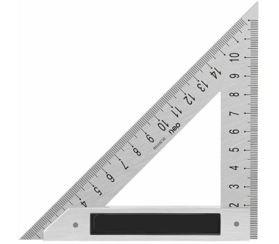DELI Треугольная линейка стальная DL303150 150мм, нержавеющая сталь + алюминиевое основание