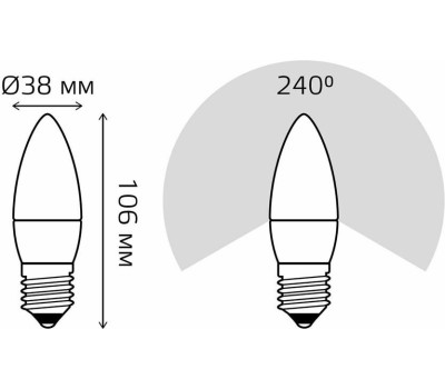 GAUSS Лампа LED E27, свеча, 10Вт, 30210, одна шт
