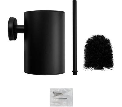 САНАКС - Ёрш для унитаза круглый, настенный, матовый, из нержавеющей стали , цвет ЧЕРНЫЙ . 80167