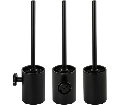 САНАКС - Ёрш для унитаза круглый, настенный, матовый, из нержавеющей стали , цвет ЧЕРНЫЙ . 80167