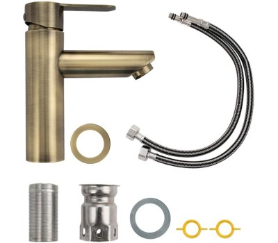 МАГНУС - Смеситель на раковину, литой корпус под бронзу, из нержавеющей стали марки 201 9451