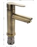 МАГНУС - Смеситель на раковину, литой корпус под бронзу, из нержавеющей стали марки 201 9451