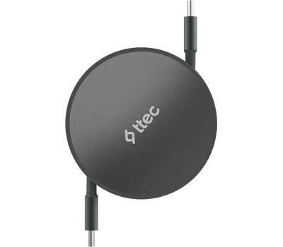 TTEC Кабель выдвижной USB-C to USB-C Mini Retractable 100W PD/QC 120cm Fast Charge Cable. Длина: 120 см. Цвет: серебристый