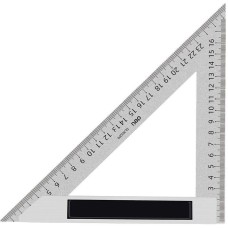 DELI Треугольная линейка стальная DL303200 200мм, нержавеющая сталь + алюминиевое основание