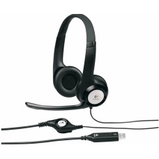 LOGITECH Гарнитура H390, для контактных центров, накладные, проводные, черный [981-001578]