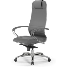 МЕТТА Кресло Samurai KL-1 серый сиденье серый экокожа с подголов. крестов. алюминий хром