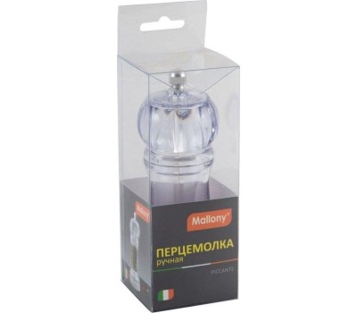 Перцемолка ручная MALLONY Перцемолка ручная PICCANTE, р-р 5*14 см, акрил, жернова из керамики (003595)