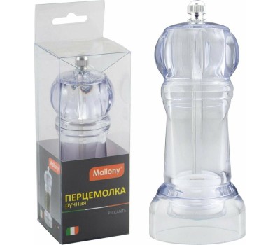 Перцемолка ручная MALLONY Перцемолка ручная PICCANTE, р-р 5*14 см, акрил, жернова из керамики (003595)