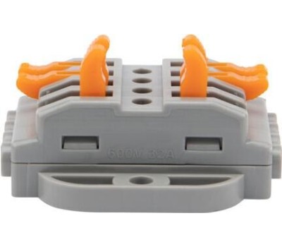 Клемма REXANT (07-6264-5) Клемма СМК 222-424P проходная 4 полюса, с монтажной площадкой (0,08-4 мм ), серая (блистер 5 шт./уп.)