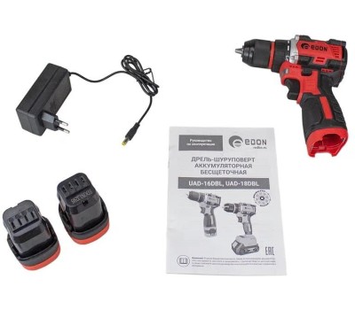Дрель-шуруповёрт EDON UAD-16DBL черный/красный 40095 16В, 2аккум