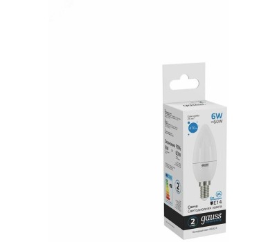 GAUSS Упаковка ламп LED E14, свеча, 6Вт, 10 шт. [33136]