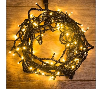 NEON-NIGHT Гирлянда Нить управляемая 10м 100 LED ЗОЛОТОЙ черный ПВХ IP65 свечение с динамикой 230В контроллер в комплекте