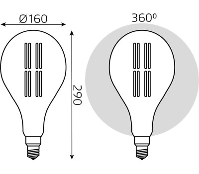 GAUSS Лампа LED E27, шар, 6Вт, Vintage, одна шт. [179802205]