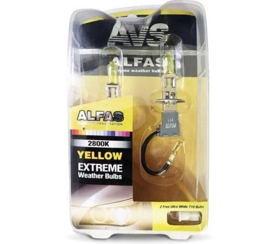 Лампа галогенная AVS Газонаполненные лампы ALFAS Extreme Weather 2800К H1 12V 85W, комплект 2+2 (W5W) шт