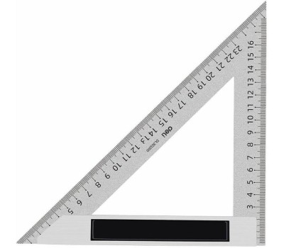 DELI Треугольная линейка стальная DL303200 200мм, нержавеющая сталь + алюминиевое основание