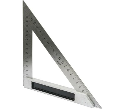DELI Треугольная линейка стальная DL303200 200мм, нержавеющая сталь + алюминиевое основание