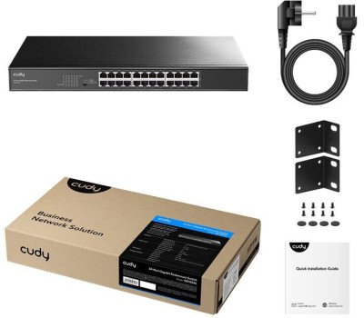 Коммутатор CUDY Коммутатор 24-Port Gigabit Metal Switch 19 inch 24-Port Gigabit Switch, 24 Gigabit RJ45 Ports, IGMP Snooping, Loop Detection/Prevention, 802.1p/DSCP QoS, Switch/VLAN/Extend working mode DIP switch, 19 inch Rack-mount Steel Case, Power Savi