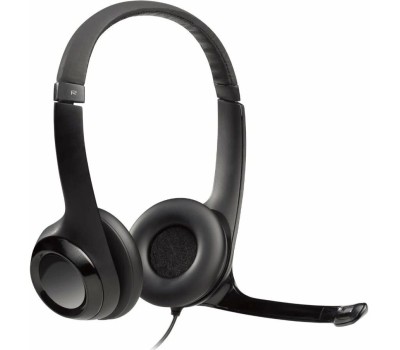 LOGITECH Гарнитура H390, для контактных центров, накладные, проводные, черный [981-001578]