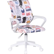 Кресло DEFENDER (64815) Fiesta белый+принт Коты,ткань,класс1