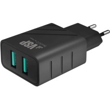 BORASCO Сетевое зарядное устройство 37262, 2xUSB-A, 2.4A, черный