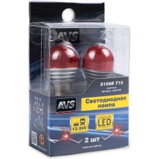 Лампа автомобильная AVS S108B T15/красный/(BAY15d) 6SMD 3030 10-30V 2contact.(1157) коробка 2 шт