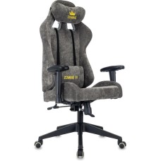 ZOMBIE Кресло игровое 51, ткань, до 150кг, топ-ган люкс, регулируемые 2D подлокотники, серый