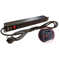 LANMASTER Блок распределения питания TWT-PDU-10A8C3L-3.0 гор.размещ. 8xC13 базовые 10A Schuko 3м