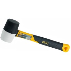 DELI Ударно-рычажный инструмент Киянка резиновая черно-белая DL5808 225 грамм, фиберглассовая рукоять с резиновой вставкой