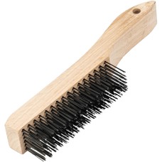 СИБРТЕХ Щетка зачистная шестирядная, закаленная прямая проволока с деревянной ручкой 74806