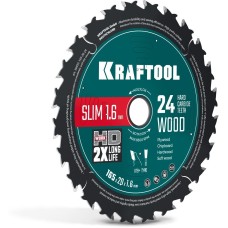 KRAFTOOL Slim wood cut 165 х 20 x 1.6 мм, 24Т, диск пильный по дереву, (36955-165-20-24)