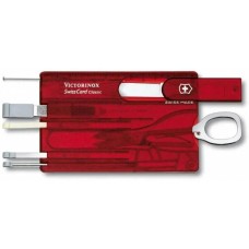 VICTORINOX Швейцарская карта SwissCard Classic (0.7100.T) красный полупрозрачный коробка подарочная