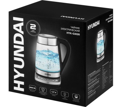 Чайник электрический HYUNDAI HYK-G3026 (1,7л. стекло)