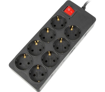 Сетевой фильтр 8 розеток BURO (800SH-5-B),5м, черный коробка 1180915