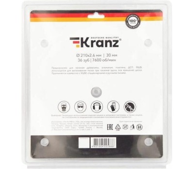 Диск пильный KRANZ (KR-92-0121) Диск пильный 210 мм х 36 зуб х 30 мм